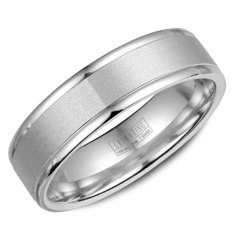 Luxury Jewelry At Unbeatable Discounts CrownRing 6MM Wedding Band with Sandblast Center WB-6925