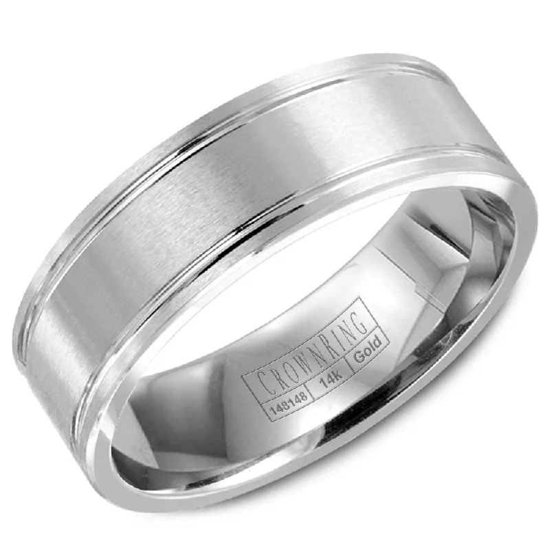 Grab Exquisite Jewelry At The Lowest Prices CrownRing 7MM Wedding Band with Brushed Center and Line Detailing WB-9086 Grab Exquisite Jewelry At The Lowest Prices CrownRing 7MM Wedding Band with Brushed Center and Line Detailing WB-9086