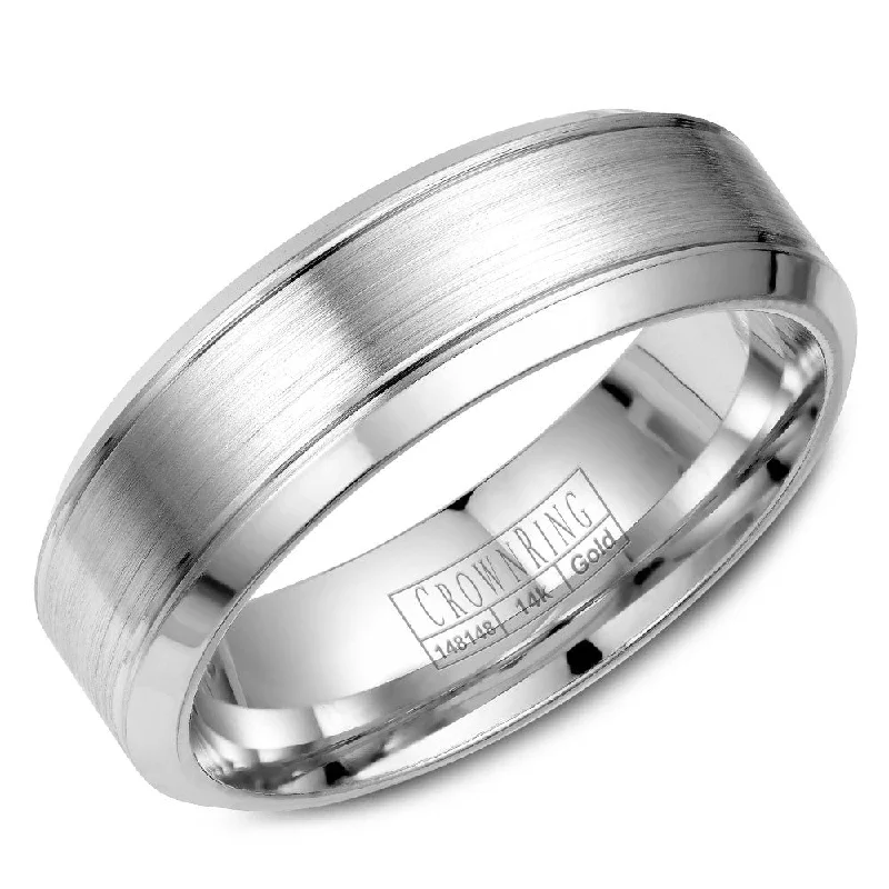 Luxury Jewelry Clearance – Shop Premium Styles Now CrownRing 7MM Wedding Band with Brushed Center WB-9089
