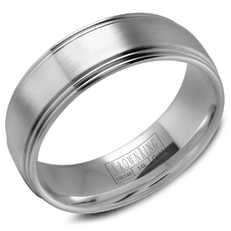 Classic And Modern Jewelry Styles On Sale CrownRing 7MM Wedding Band with Brushed Center WB-9507