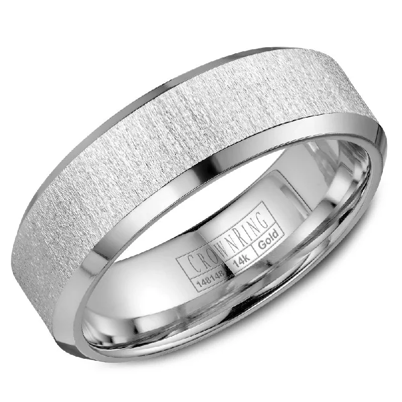 Affordable Luxury Jewelry – Style At A Great Price CrownRing 7MM Wedding Band with Sandblast Center WB-8050