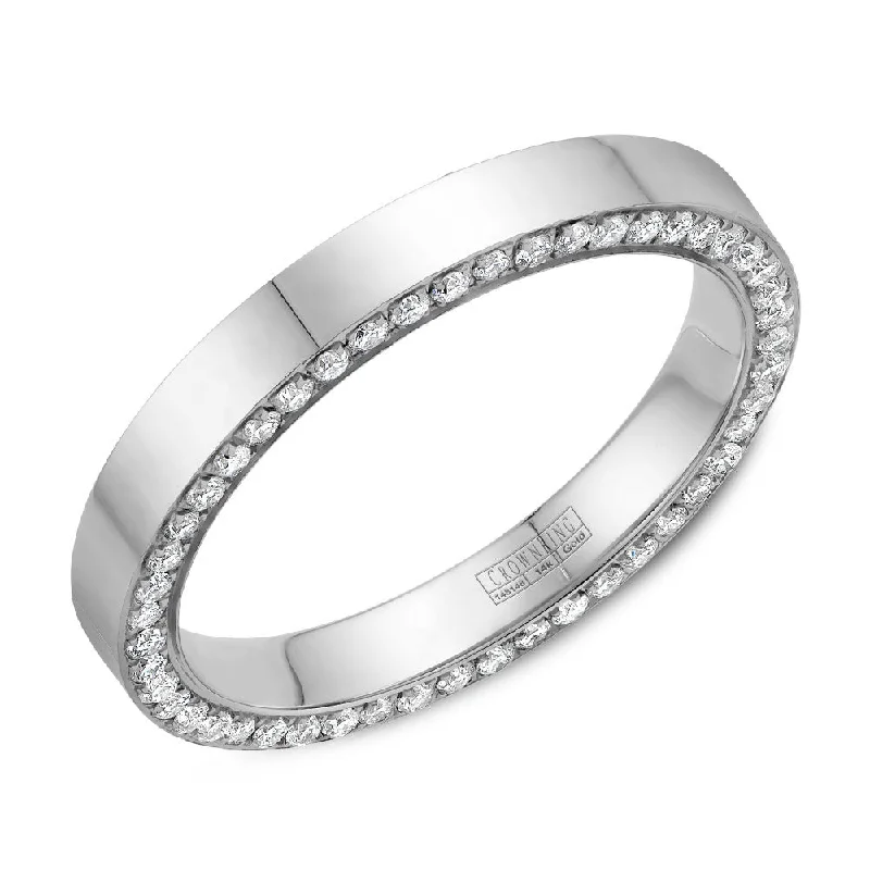 Breathtaking Jewelry At Limited-Time Savings CrownRing 3MM Eternity Edge Set Diamond Wedding Band with Polished Finish WB-033D3W