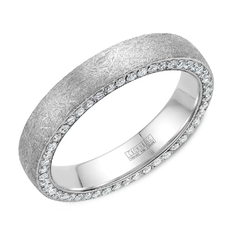 Stunning Jewelry Pieces At The Lowest Prices Ever CrownRing 4MM Eternity Edge Set Diamond Wedding Band with Diamond Brushed Finish WB-022D4W