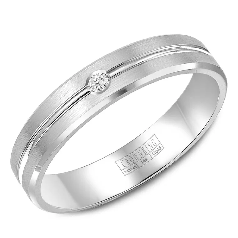 Exclusive Jewelry Sale – Limited-Time Discounts CrownRing 6MM Wedding Band with 1 Diamond and Brushed Finish WB-9124 Exclusive Jewelry Sale – Limited-Time Discounts CrownRing 6MM Wedding Band with 1 Diamond and Brushed Finish WB-9124