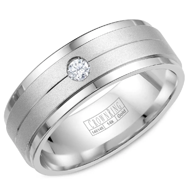 Shine In Style – Shop Jewelry Discounts Today CrownRing 8MM 1 Round Diamond Wedding Band with Sandblast Center WB-7108