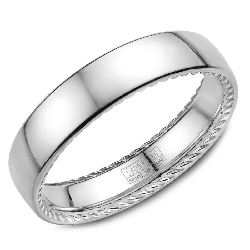 Buy More, Save More On Stunning Jewelry Pieces CrownRing 5MM Wedding Band with Brushed Center & Rope Detailing WB-012R5WSP