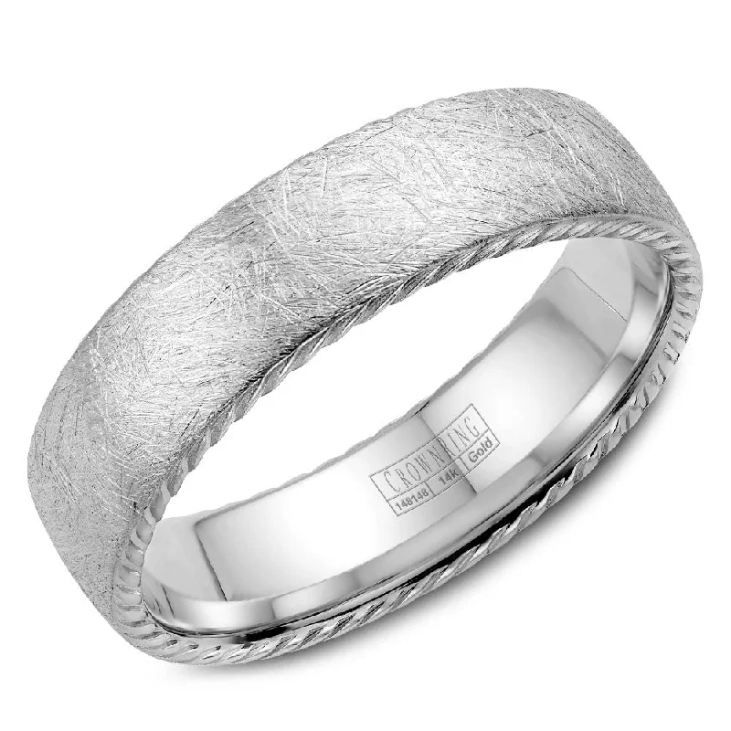 Grab Your Favorite Jewelry At The Lowest Prices CrownRing 6MM Wedding Band with Textured Finish & Rope Detailing WB-006R6W