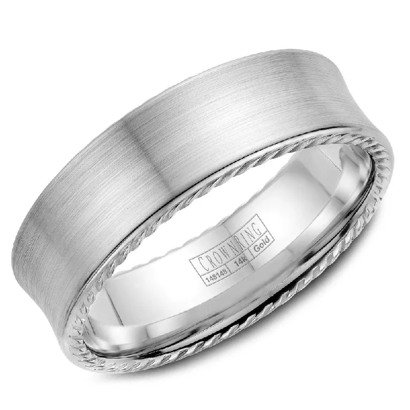 Timeless Beauty, Unbeatable Deals – Jewelry Sale On CrownRing 7MM Wedding Band with Brushed Center & Rope Detailing WB-008R7W Timeless Beauty, Unbeatable Deals – Jewelry Sale On CrownRing 7MM Wedding Band with Brushed Center & Rope Detailing WB-008R7W