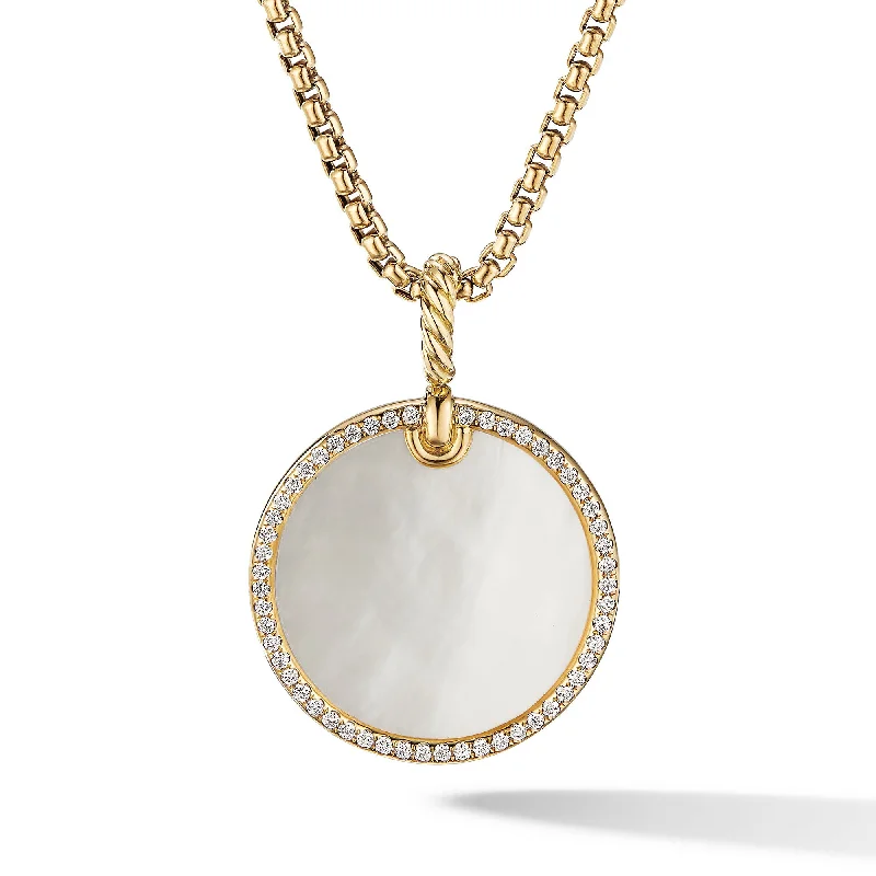 Holiday Jewelry Sale – Perfect Gifts At The Best Prices DY Elements® Disc Pendant in 18K Yellow Gold with Mother of Pearl and Diamond Rim\, 24mm