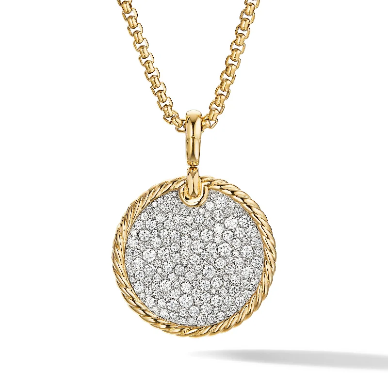 Affordable Luxury Jewelry For Every Occasion DY Elements® Disc Pendant in 18K Yellow Gold with Diamonds, 24mm