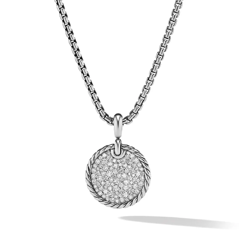 Premium Jewelry, Premium Discounts – Act Fast DY Elements® Disc Pendant in Sterling Silver with Diamonds\, 21mm