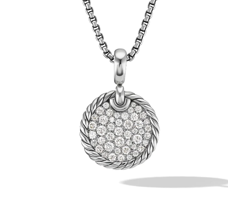 Last Chance To Shop High-End Jewelry At Markdown Prices DY Elements® Disc Pendant in Sterling Silver with Diamonds\, 17.5mm