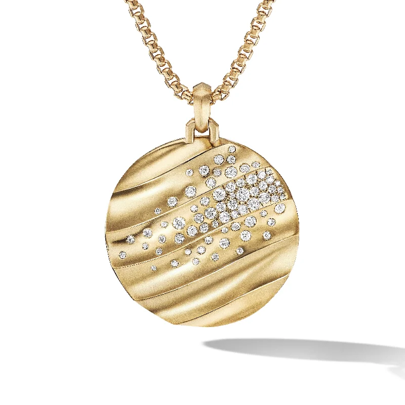 Stunning Statement Jewelry, Unbeatable Discounts Cable Edge® Pendant in 18K Yellow Gold with Diamonds\, 37mm