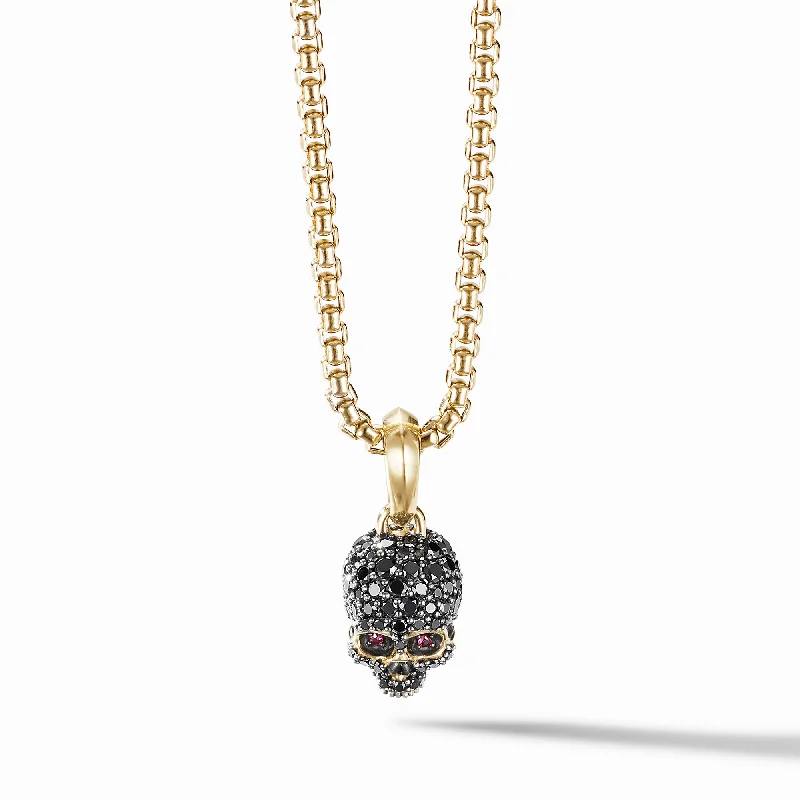 Breathtaking Jewelry, Breathtaking Prices Memento Mori Skull in Full Pavé Black Diamonds\, Rubies and 18K Yellow Gold