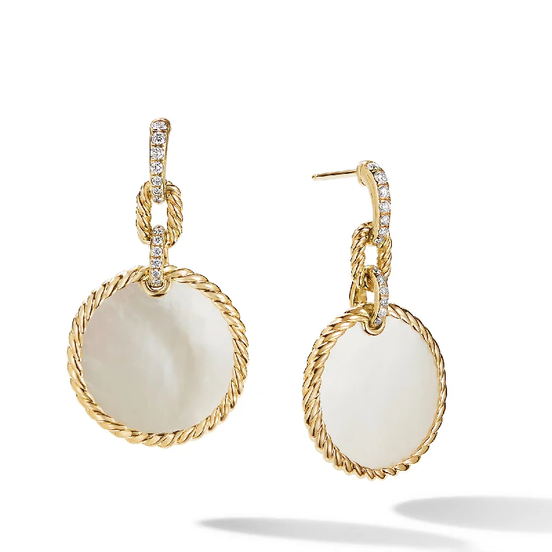 Timeless Jewelry At Special Discount Rates DY Elements® Convertible Drop Earrings in 18K Yellow Gold with Mother of Pearl and Diamonds\, 38.3mm