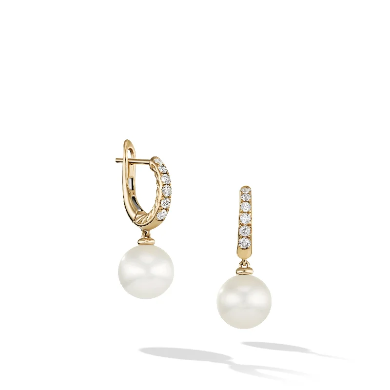 Exclusive Gemstone Jewelry Markdowns – Shop Now Pearl and Pavé Drop Earrings in 18K Yellow Gold with Pearls and Diamonds\, 15.6mm
