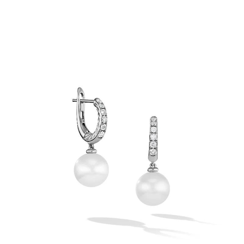 High-End Sparkle, Low-End Prices – Jewelry Sale Live Pearl and Pavé Drop Earrings in Sterling Silver with Pearls and Diamonds\, 15.6mm