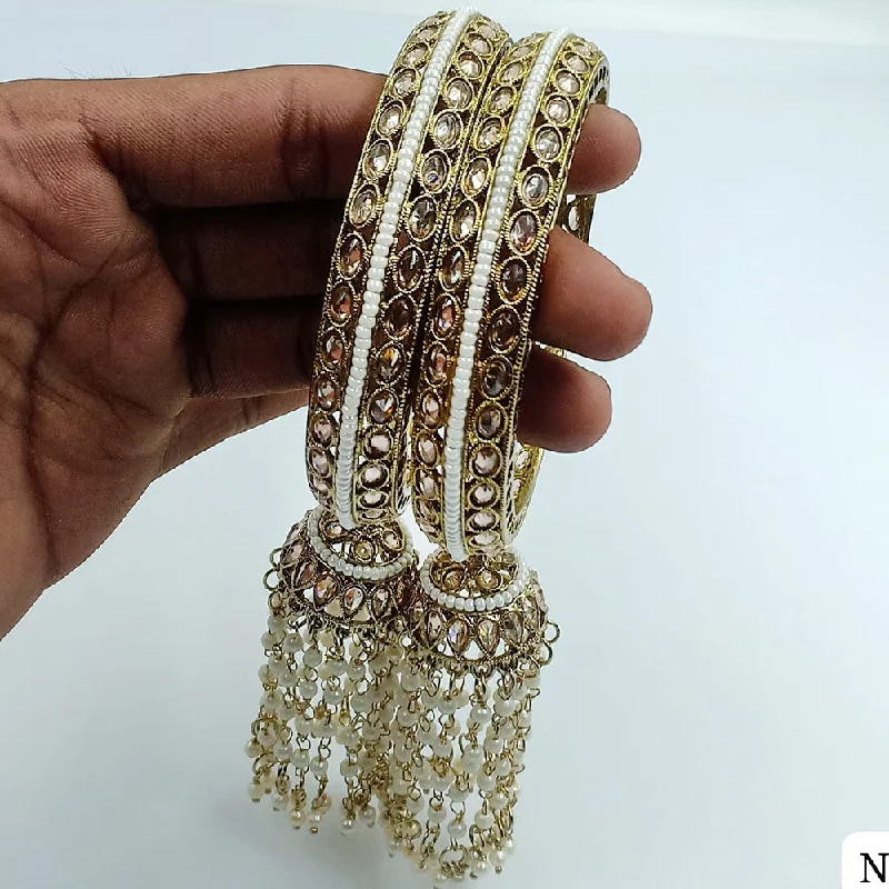 Affordable Glamour – Premium Jewelry At Special Prices Jcm Gold Plated Crystal Stone And Pearls Bangles Set