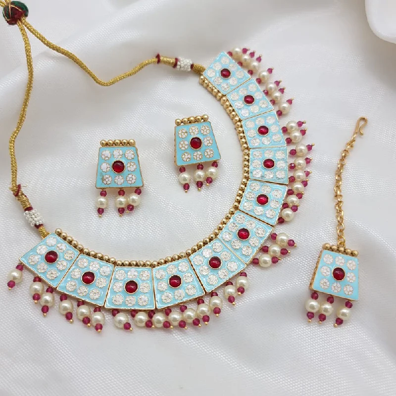 Must-Have Jewelry Pieces At Reduced Prices JCM Gold Plated Meenakari Necklace Set