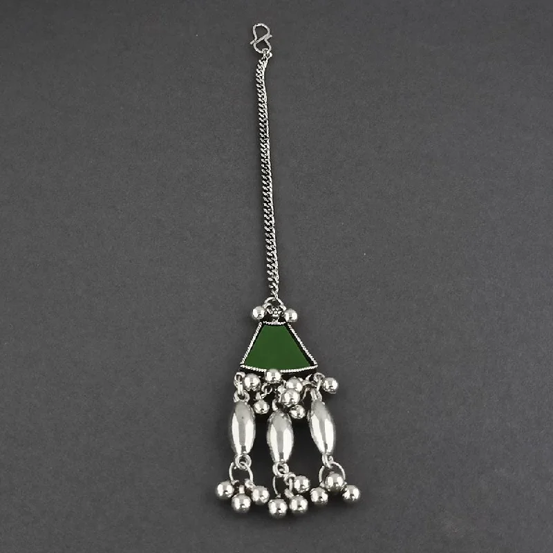 Jewelry Deals That Outshine The Rest Jeweljunk Green Oxidised Silver Plated Maang Tikka - 1505674C Jewelry Deals That Outshine The Rest Jeweljunk Green Oxidised Silver Plated Maang Tikka - 1505674C