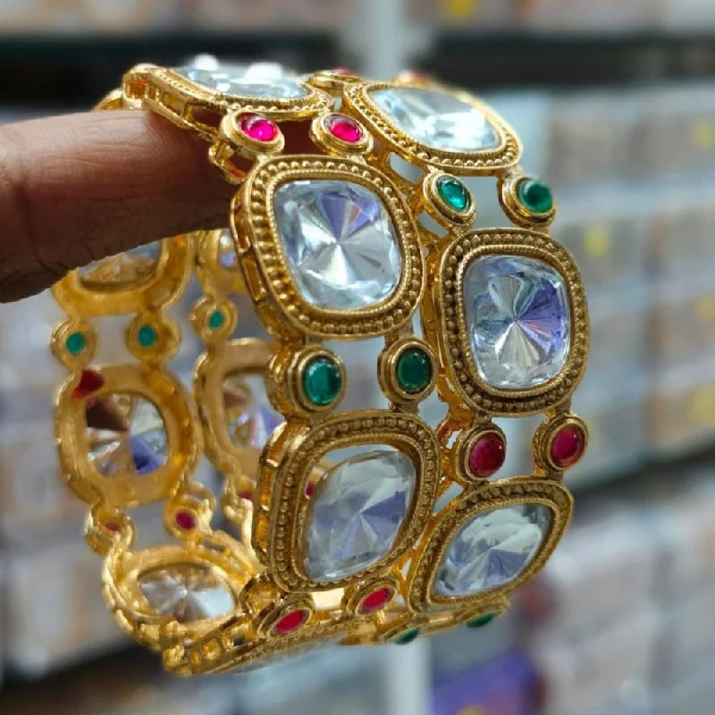 Bohemian-Inspired Jewelry For Free-Spirited Fashion Kavita Art Gold Plated Crystal Stone Bangles Set Bohemian-Inspired Jewelry For Free-Spirited Fashion Kavita Art Gold Plated Crystal Stone Bangles Set