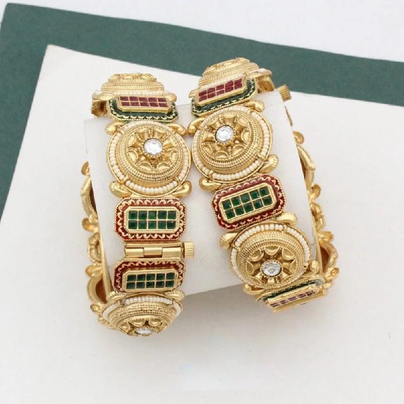 Luxury Jewelry Now At Special Promotional Rates Kavita Art Gold Plated Pota Stone Openable Bangles Set Luxury Jewelry Now At Special Promotional Rates Kavita Art Gold Plated Pota Stone Openable Bangles Set