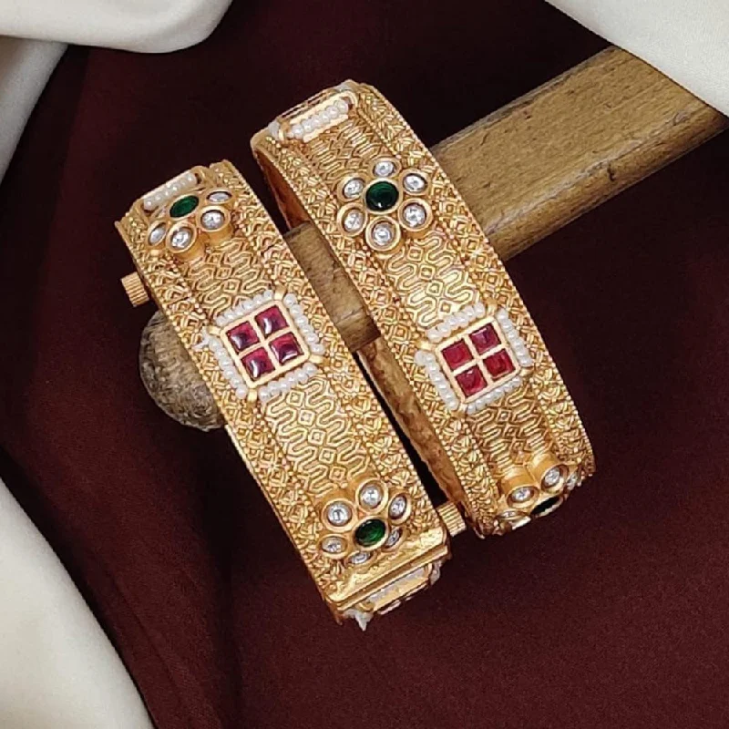 Jewelry Deals That Sparkle – Shop Today Kavita Art Gold Plated Pota Stone Openable Bangles Set