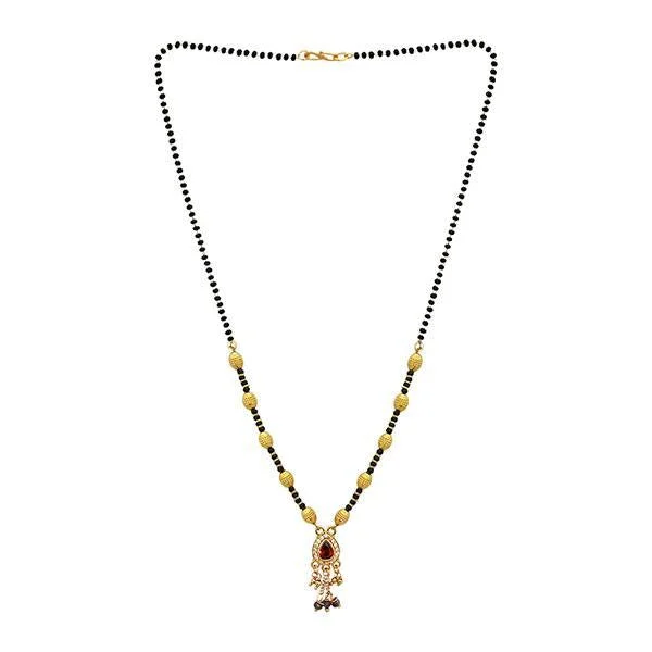 Bestselling Jewelry At Special Promotional Rates Kriaa Red And White Austrian Stone And Black Beads Gold Plated Mangalsutra