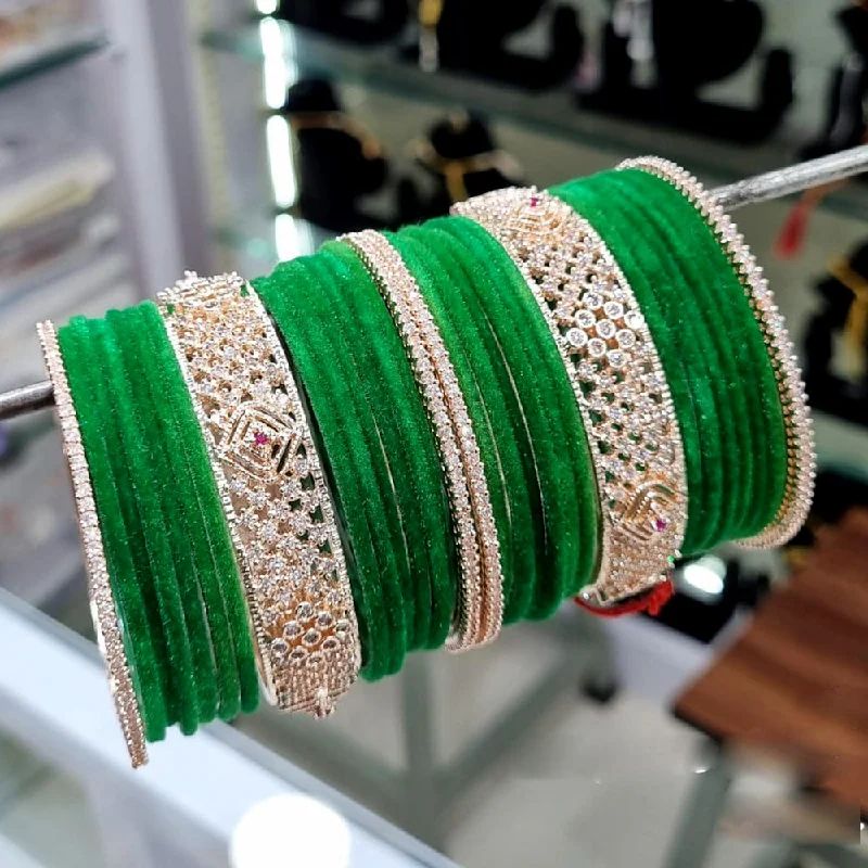 Exclusive Jewelry Offers – Shine For Less Lucentarts Jewellery Gold Plated AD Velvet Bangles Set