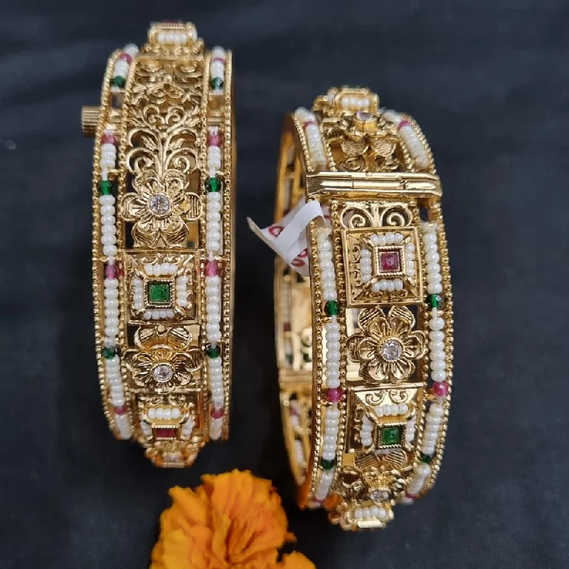 Grab Your Favorite Jewelry At The Lowest Prices Lucentarts Jewellery Gold Plated Openable Bangle Set