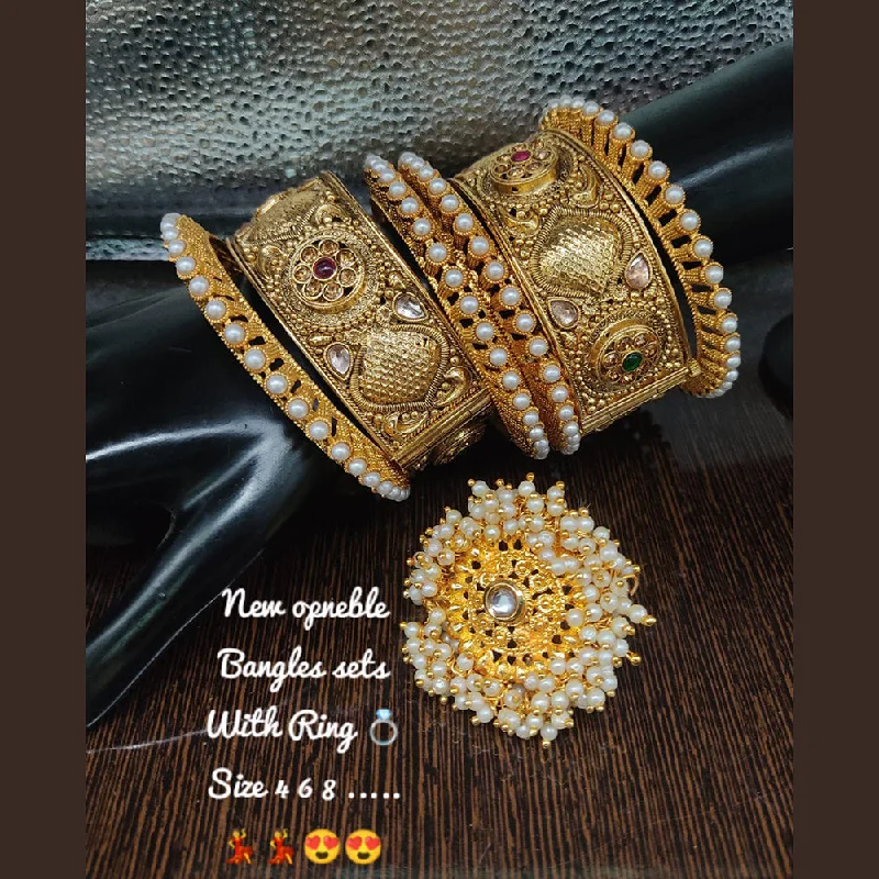 Don't Miss These Dazzling Jewelry Discounts Lucentarts Jewellery Gold Plated Openable Bangle Set