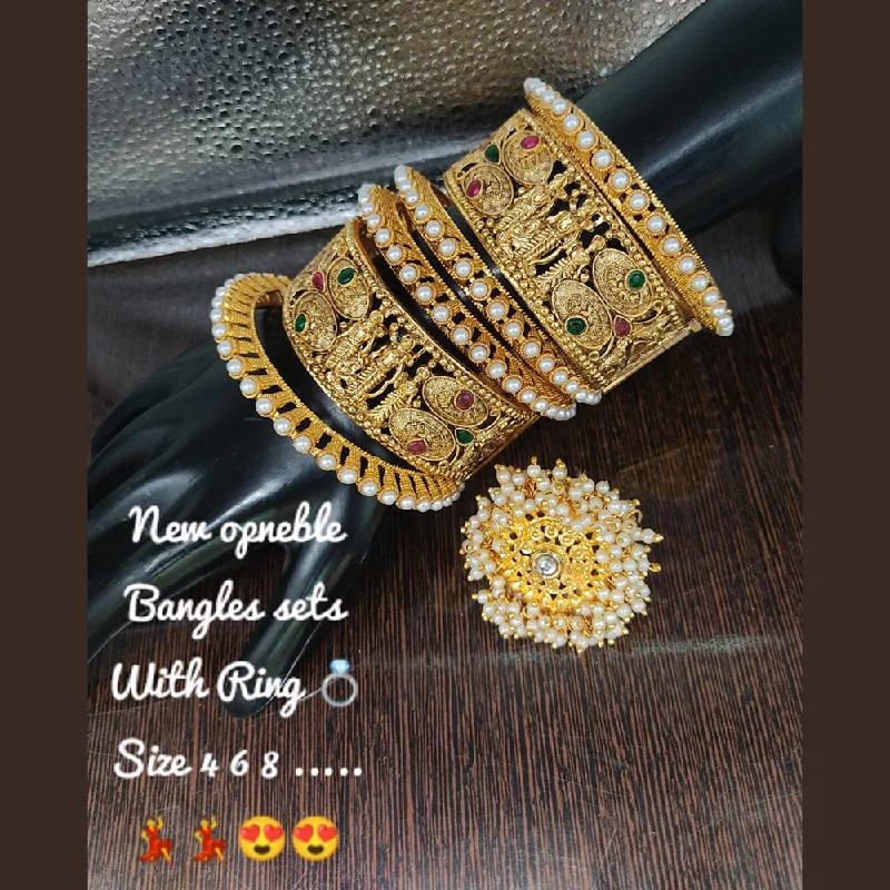 Timeless Elegance, Temporary Discounts – Act Fast Lucentarts Jewellery Gold Plated Openable Bangle Set