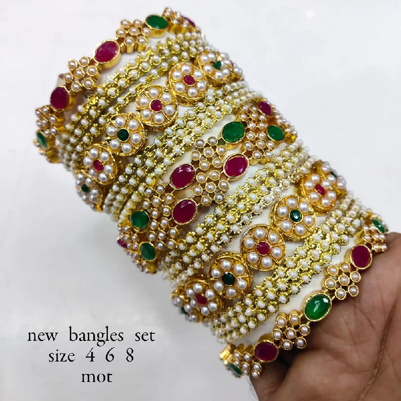 Huge Markdowns On Premium Jewelry Styles Lucentarts Jewellery Gold Plated Pearl Bangles Set