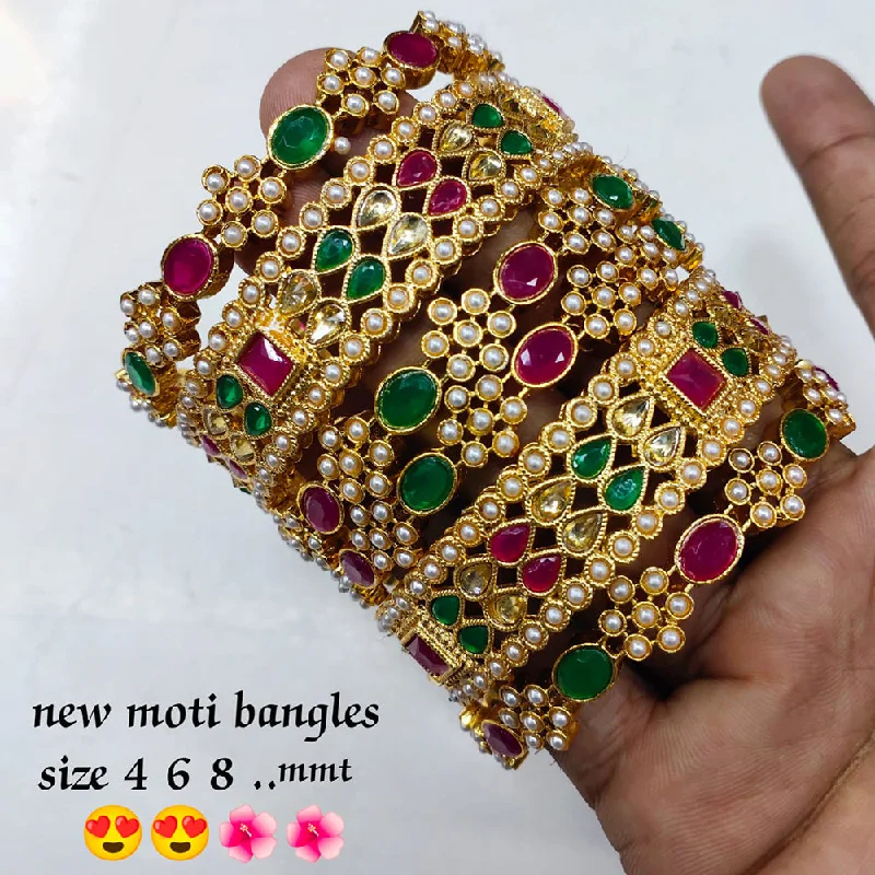 Fine Jewelry, Limited-Time Offers Available Lucentarts Jewellery Gold Plated Pearl Bangles Set