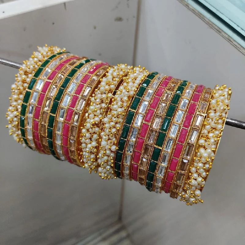 Must-Have Jewelry At Unbelievable Discounts Lucentarts Jewellery Gold Plated Pota Stone Bangles Set