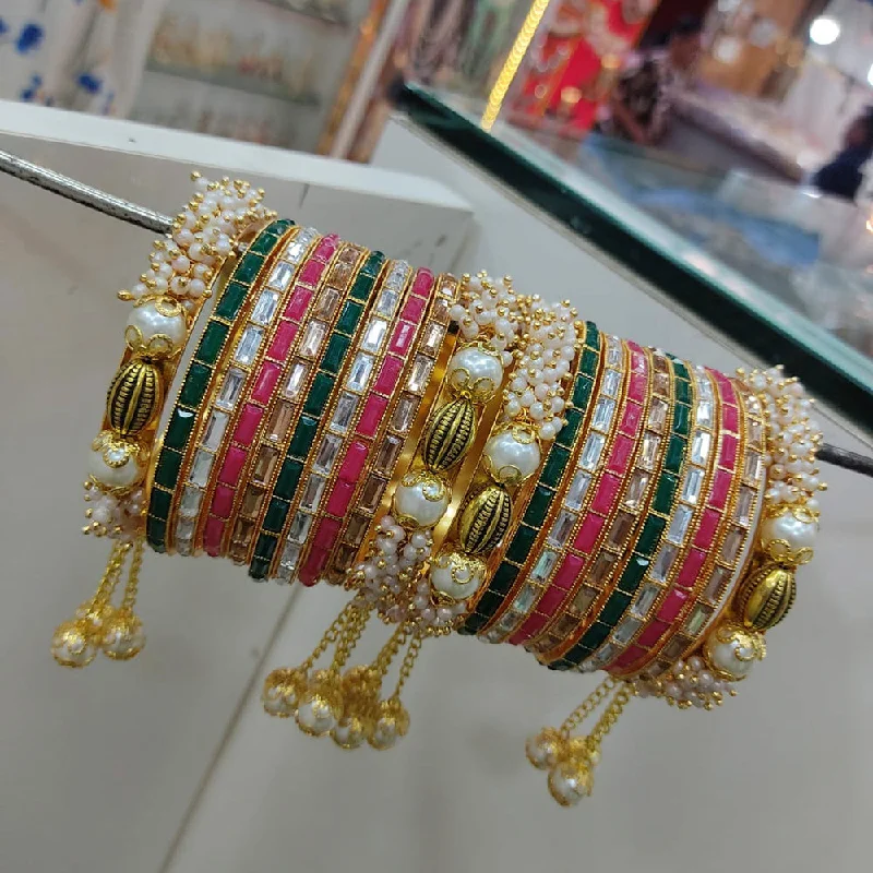 Huge Savings On Premium Jewelry Styles Lucentarts Jewellery Gold Plated Pota Stone Bangles Set