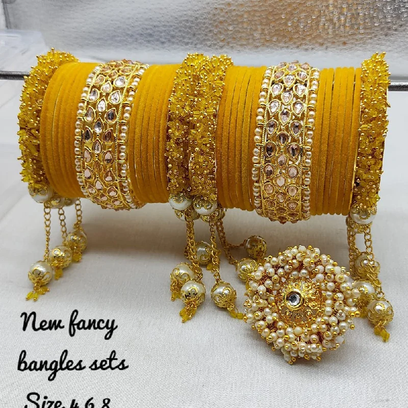 Best Jewelry Deals – Shop Premium Pieces At Great Prices Lucentarts Jewellery Gold Plated Velvet Bangle Set