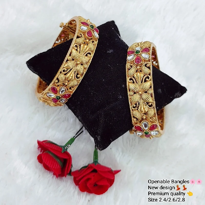 Handmade Pearl Jewelry For Timeless Elegance Lucentarts Jewellery Kundan Stone Gold Plated Bangles Set Handmade Pearl Jewelry For Timeless Elegance Lucentarts Jewellery Kundan Stone Gold Plated Bangles Set