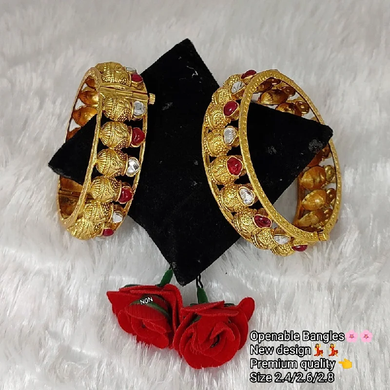 Trendy Minimalist Jewelry For Everyday Wear Lucentarts Jewellery Kundan Stone Gold Plated Bangles Set Trendy Minimalist Jewelry For Everyday Wear Lucentarts Jewellery Kundan Stone Gold Plated Bangles Set