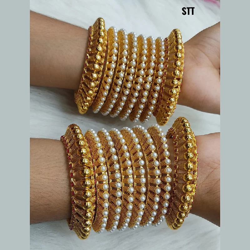 Exclusive Jewelry Bundles At Discounted Rates Lucentarts Jewellery Pink Pota Stone Gold Plated Bangles Set