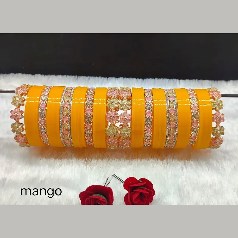 Dainty Floral Jewelry For Feminine Elegance Lucentarts Jewellery Acrylic Kundan Stone Gold Plated Bangles Set Dainty Floral Jewelry For Feminine Elegance Lucentarts Jewellery Acrylic Kundan Stone Gold Plated Bangles Set