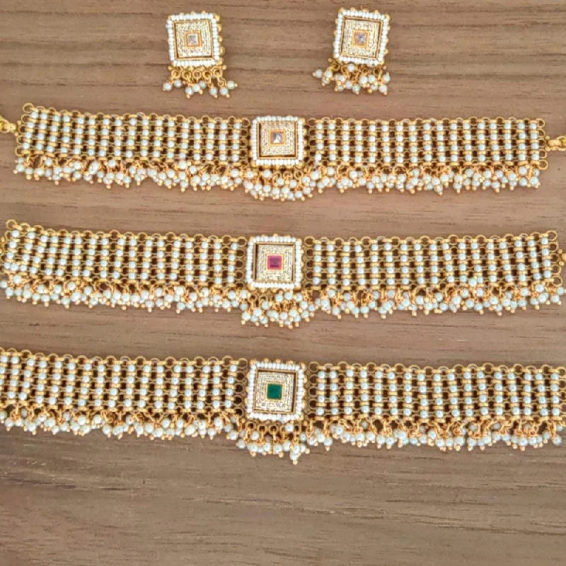 Handcrafted Beauty At Affordable Prices Manisha Jewellery Gold Plated AD Stone And Pearl Necklace Set Handcrafted Beauty At Affordable Prices Manisha Jewellery Gold Plated AD Stone And Pearl Necklace Set