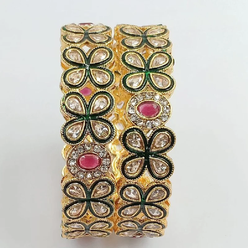 Discounted Jewelry For A Glamorous Look Manisha Jewellery Gold Plated Kundan And Austrian Bangles Set