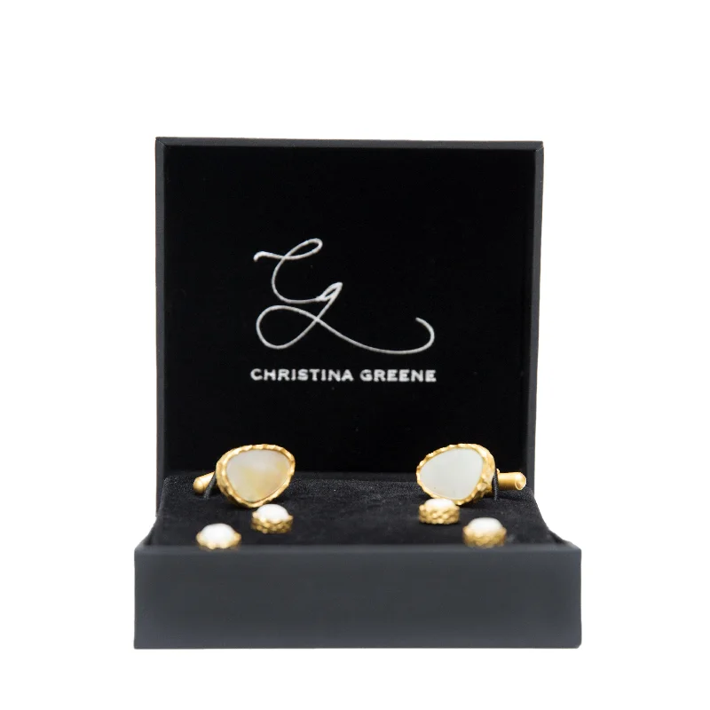 Accessorize For Less – Luxury Jewelry At Affordable Prices Men Cufflink and Stud Set- Pearl