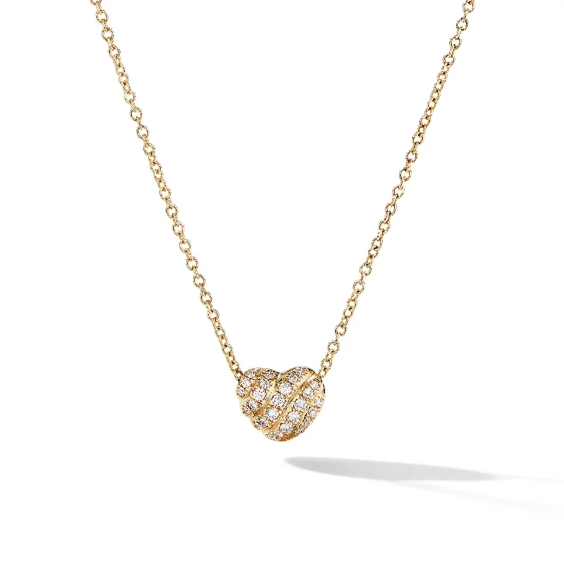Grab Stylish Jewelry Before The Sale Ends Cable Collectibles® Heart Pendant Necklace in 18K Yellow Gold with Diamonds\, 6.8mm
