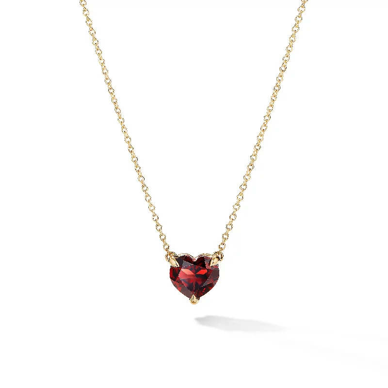 Buy More, Save More – Special Jewelry Discounts Chatelaine® Heart Pendant Necklace in 18K Yellow Gold with Garnet\, 8mm