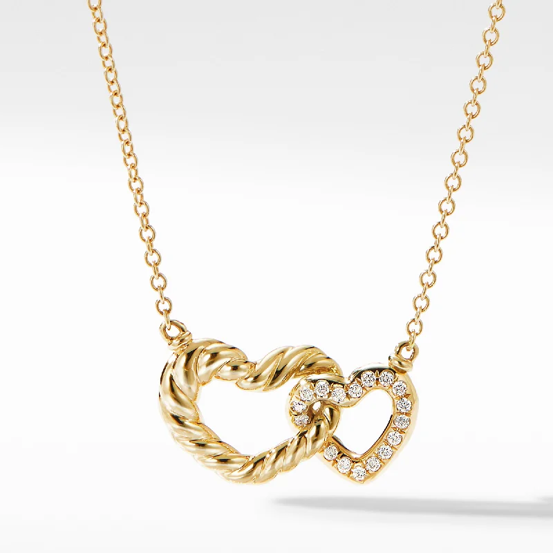 Unmissable Jewelry Sale – Shop Before It's Too Late Cable Collectibles® Interlocking Heart Necklace in 18K Yellow Gold with Diamonds\, 20.6mm