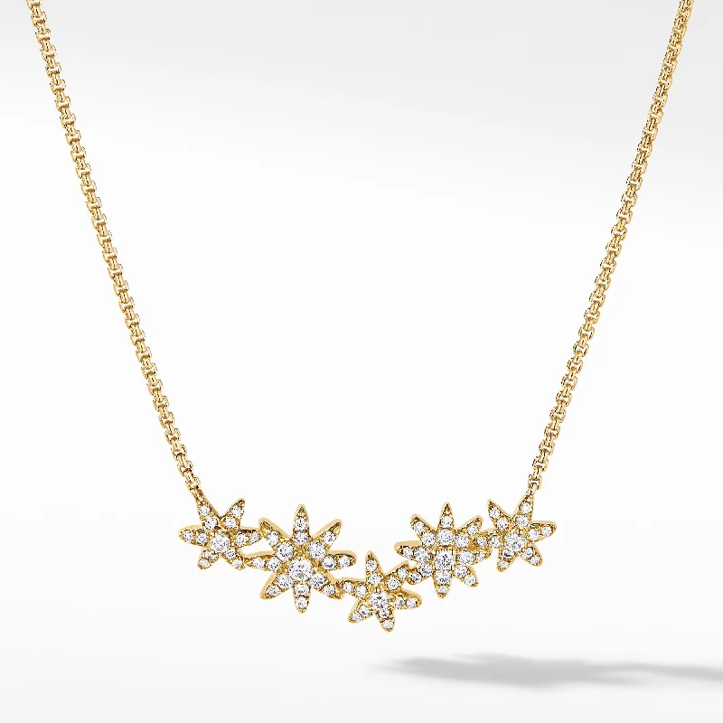 Stunning Jewelry At Even More Stunning Prices Starburst Cluster Station Necklace in 18K Yellow Gold with Diamonds