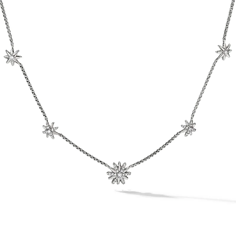 Celebrate Every Occasion With Sparkling Savings Starburst Station Chain Necklace in Sterling Silver with Diamonds\, 9.5mm