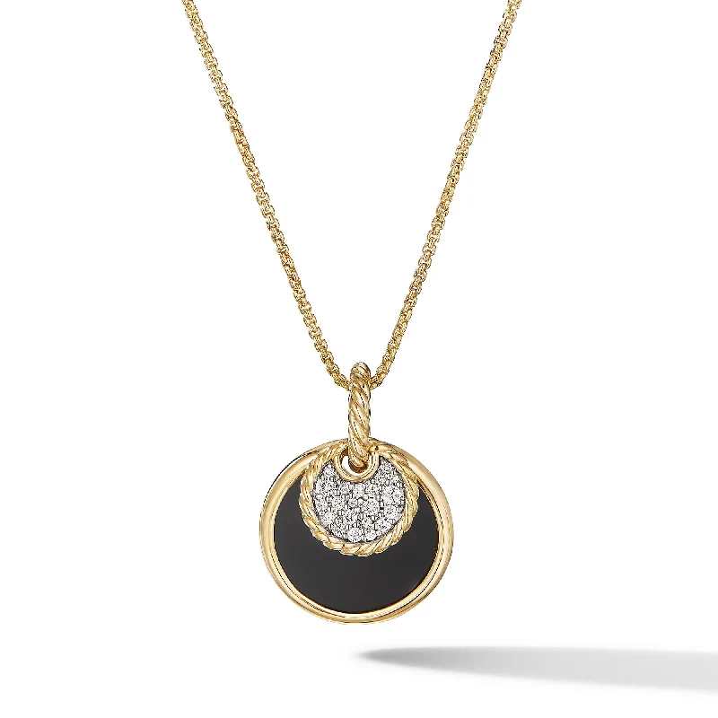 Elegant Jewelry, Affordable Luxury – Shop Now DY Elements® Convertible Pendant Necklace in 18K Yellow Gold with Diamonds and Black Onyx Reversible to Mother of Pearl\, 21.5mm